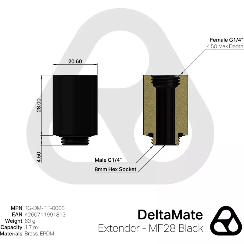 Thermal Grizzly DeltaMate Extender - MF28 Melns (TG-DM-FIT-0008)