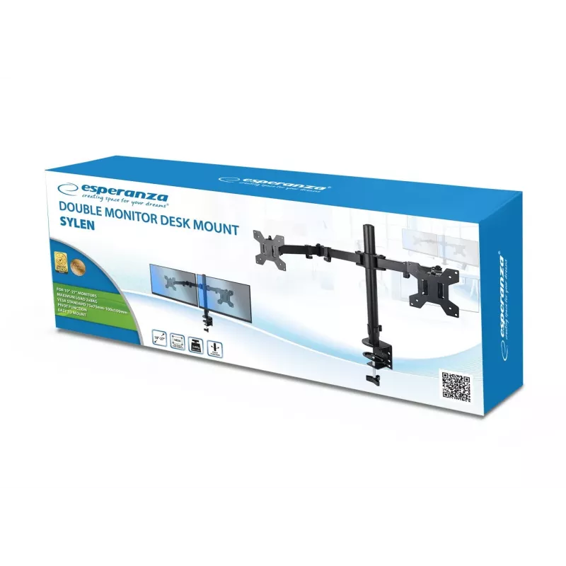 Esperanza ERW018 galda stiprinājums diviem monitoriem 10-27'' līdz 8 kg