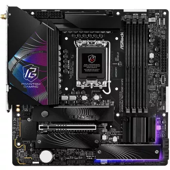 Mātesplate ASRock Phantom Gaming Z890M Riptide WiFi — Intel Z890, LGA1851, microATX, DDR5, 4x DIMM, 256GB, Wi‑Fi 6E, 2.5Gb LAN