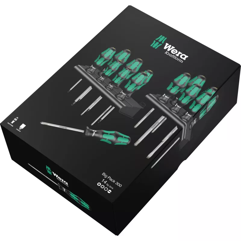 Wera Big Pack 300 skrūvgriežu komplekts vienvirziena skrūvgriežiem