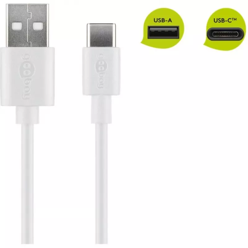 Wentronic 59130 2m USB A USB C vīriešu vīriešu balts USB kabelis (59130)