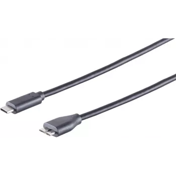 USB kabelis S/CONN 77142-1.0 USB 3.2 Gen 2 1 m USB C Micro-USB B Melns