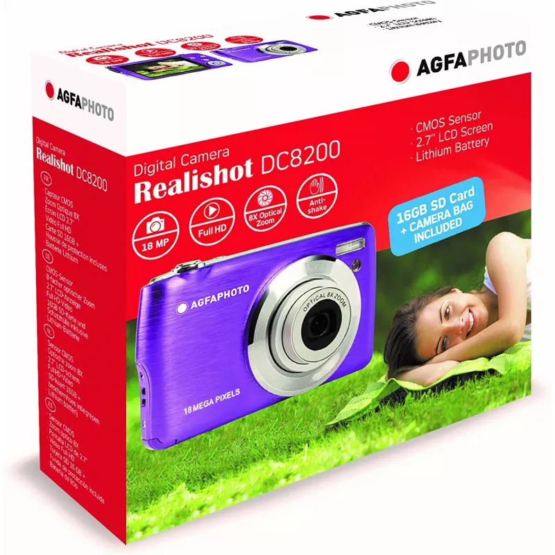 Agfa Photo DC8200 Purple + Maciņš + SD karte 16GB