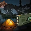 Portable FM radio MANTA RDI401G with solar panel, dynamo crank, 4000–4500mAh battery, 5V USB output, 3W, flashlight