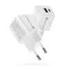 Sienas lādētājs everActive SC-330Q ar 1x USB-A un 1x USB-C pieslēgvietām, 20 W, balts