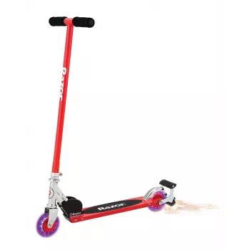 Classic skrejritenis Razor S Spark Sport — tērauda rāmis, salokāms, 2 riteņi, kājas bremze, vecumam 8+, maks. slodze 100 kg, melns/sarkans