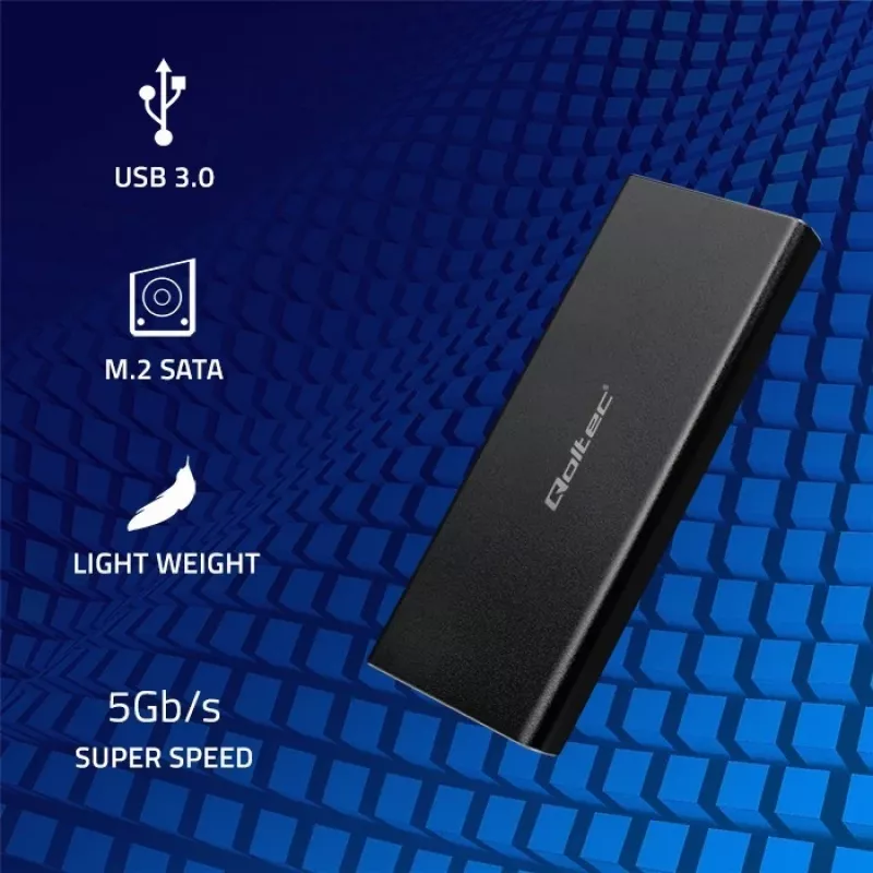 M.2 SATA SSD korpuss QOLTEC 51854 USB 3.0 bez instrumentiem