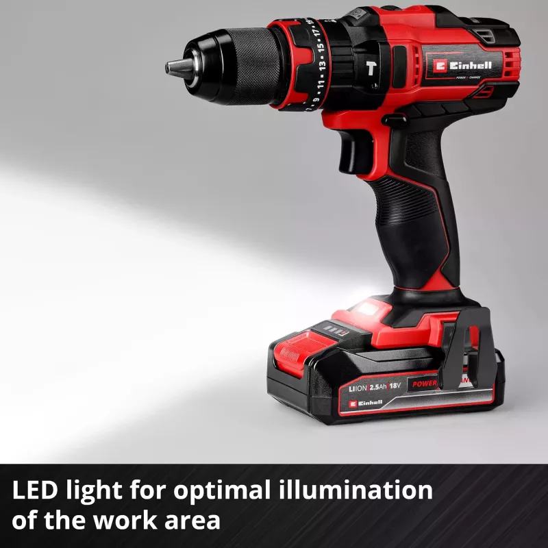 Einhell TE-CD 18/44 Li-i 24000 RPM 1,59 kg Melns, Sarkans