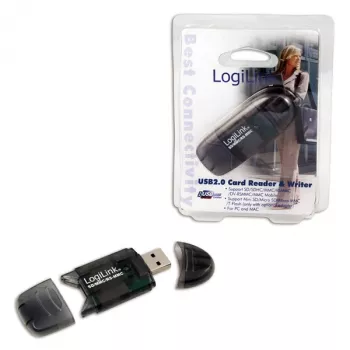 Karšu lasītājs LOGILINK CR0007 USB 2.0 SD/MMC, melns, līdz 480 Mbit/s