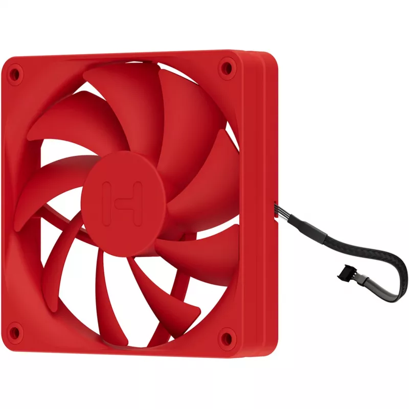 Datora dzesēšanas ventilators HYTE FA12-RR-4 120 mm, 1500 RPM, 72 m³/h, 1,6 mmH2O, šķidruma dinamiskais gultnis, sarkans, 4 gab. iepakojumā