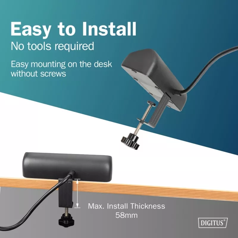 Strāvas sadalītājs DIGITUS 3-vietīgs ar 2×USB-A & 1×USB-C, 3 maiņstrāvas kontaktligzdām Tips E/F, 1,5 m kabelis, melns