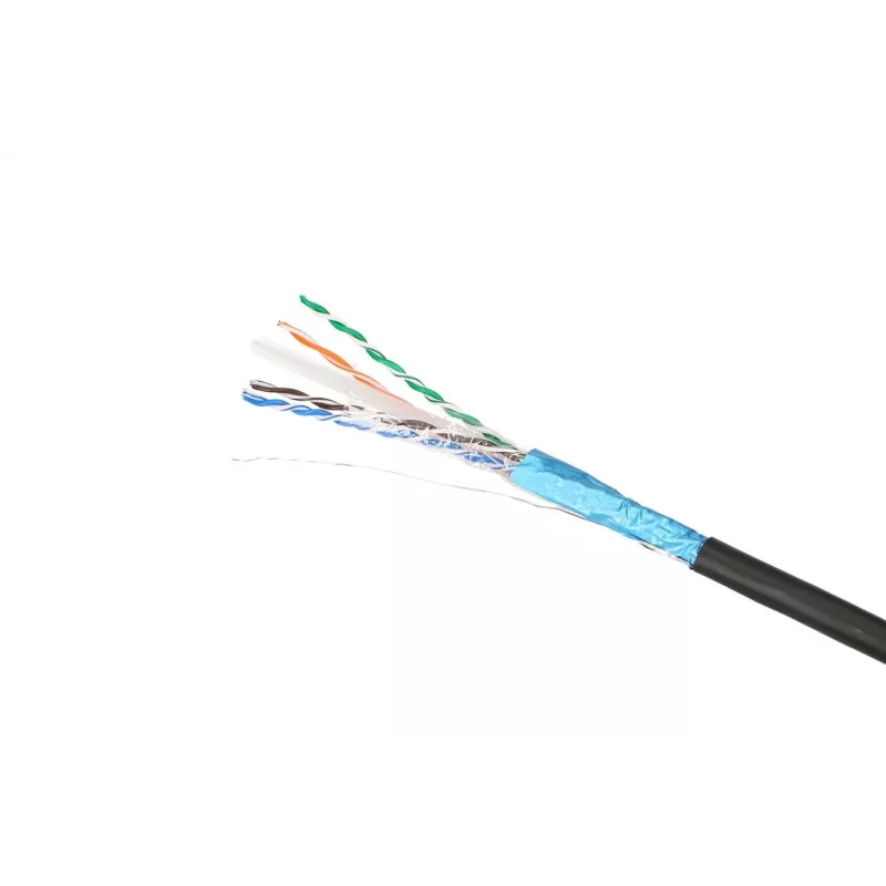 Tīkla kabelis Extralink vītā pāra CAT6 FTP (F/UTP) V2 āra lietošanai 305M melns