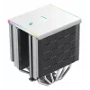 Gaisa dzesētājs DeepCool AK620 Digital SE balta — divi 120 mm ventilatori, 6 siltuma caurules, PWM, LGA 1700 atbalsts, iebūvēts displejs