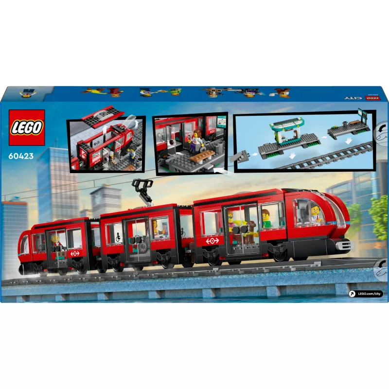 LEGO City pilsētas tramvaja un stacijas lomu spēles būvēšanas komplekts bērniem ar rotaļu tramvaju, dāvana zēniem un meitenēm no 7 gadu vecuma, kuriem patīk transportlīdzekļi