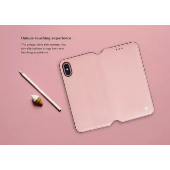Folio Case VixFox iPhone XSMAX — Rozā, aizsargājošs maciņveida vāciņš