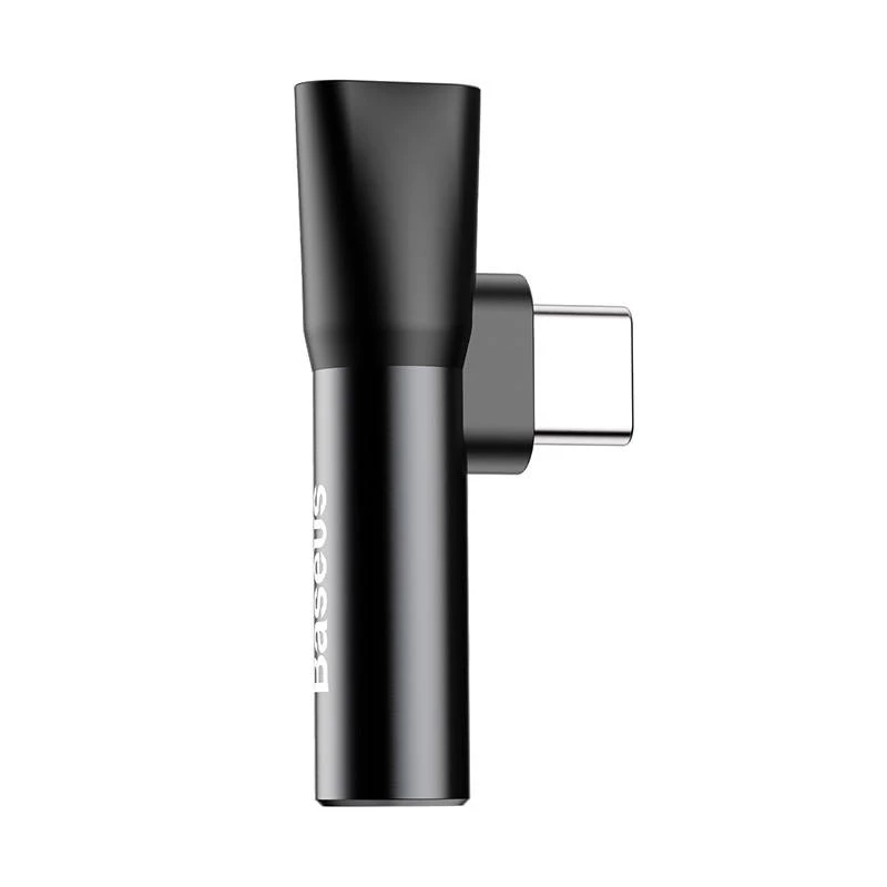 Baseus Audio Adapteris USB-C uz Mini Jack 3.5mm + USB-C (melns)