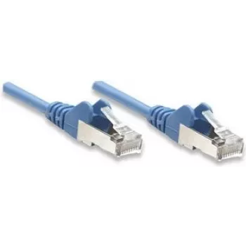 Intellinet tīkla komutācijas kabelis, Cat5e, 15 m, zils, CCA, SF/UTP, PVC, RJ45, zeltīti kontakti, bezķērāja, apvalkots, mūža garantija