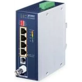 Tīkla raidītājs un uztvērējs PLANET IVC-234GPT — 4 portu 1G Ethernet PoE uz VDSL2 pagarinātājs, Alumīnija/Zils