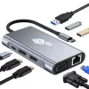 HUB 8-in-1 adapteris USB-C HDMI x2 USB VGA RJ45 PD
