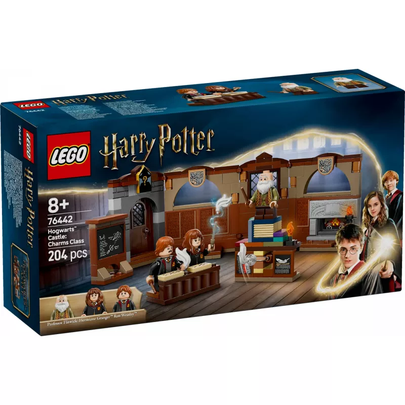 Būvēšanas komplekts LEGO Harry Potter Cūkkārpas pils Burvestību nodarbība 76442 — 204 detaļas, 3 minifigūras, vecumam 8+