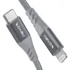 USB 2.0 adaptera kabelis, USB-C spraudnis > Lightning spraudnis (sudrabains/pelēks, 1 metrs, PD, apvalkots apvalkā)