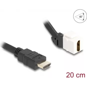 DeLOCK Keystone modulis Kabelis HDMI vīrišķais–sievišķais 45° leņķī 8K 60 Hz 20 cm melns