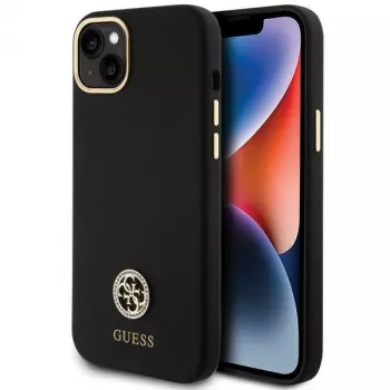 GUESS | GUHCP15M4DGPK | Aizmugurējais vāciņš | Apple | iPhone 15 Plus/14 Plus | TPU, Silikons, Mikrošķiedra | Melns