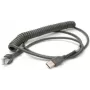 Honeywell USB kabelis, spirālveida, garums: 2,9 m, krāsa: melna, paredzēts Voyager/Fusion/Focus (53-53235-N-3)