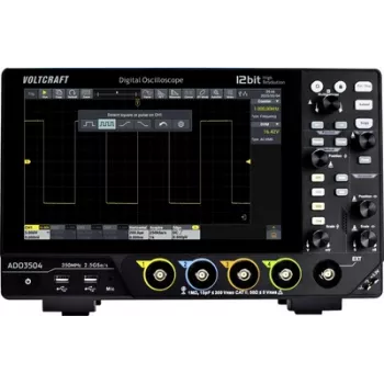 Voltcraft ADO-3504 digitālais osciloskops 350 MHz 2,5 GSa/s 250 Mpts 12 bitu 4 kanālu DSO