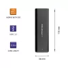 SSD korpuss QOLTEC 50312 melns vienam M.2 SATA diskam, USB Type-C (USB 2.0 / 3.2 Gen 1)