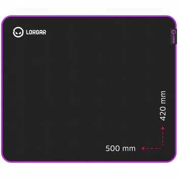 Lorgar Main 315, Gaming peles paliktnis, ātrgaitas virsma, purpura pretslīdes gumijas pamatne, izmērs: 500mm x 420mm x 3mm, svars 0.39kg