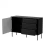 Kumode cama meble CORTINA 1D3S 120x40x81 cm, melna, 3 atvilktnes, skaidu plāksne