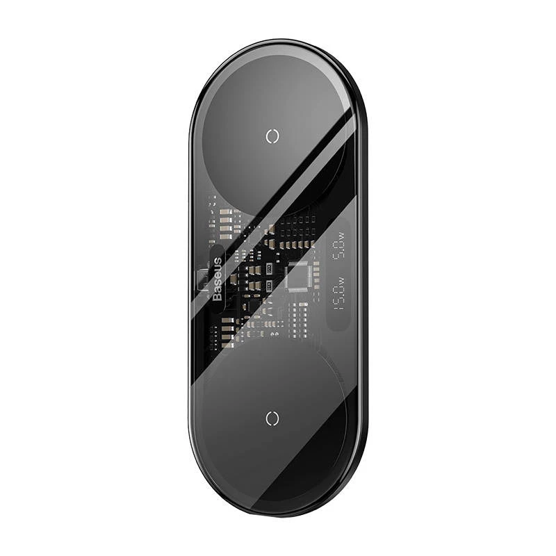 Baseus 2In1 20W Digital Led Display Headphones Melns Wireless Charging