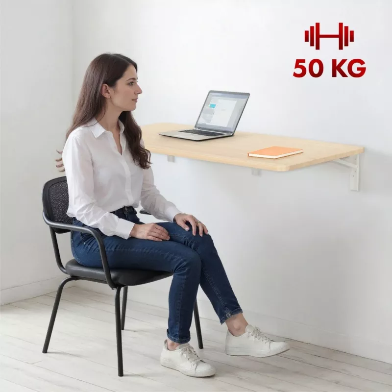 Pie sienas stiprināms salokāms plaukts MACLEAN MC-128 WD 100×40 cm ar koka apdari