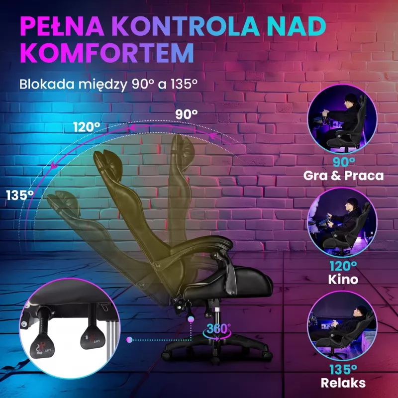 Extralink Gaming | Spēļu krēsls | biroja, grozāms, kausa, melns, G-524