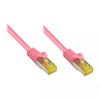 RJ45 komutācijas kabelis ar Cat.7 neapstrādāto kabeli un aizbīdņa aizsardzību (RNS®), S/FTP, PiMF, halogenfree, 600MHz, OFC, fuksīna krāsā, 5m, Good Connections® (8070R-050M)