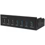 LogiLink USB 3.0 centrmezgls, 7 portu 5.25 iekšējais, ar ātrās uzlādes portu - Centrmezgls - 6 x SuperSpeed USB 3.0 + 1 x SuperSpeed USB 3.0 (uzlādei)