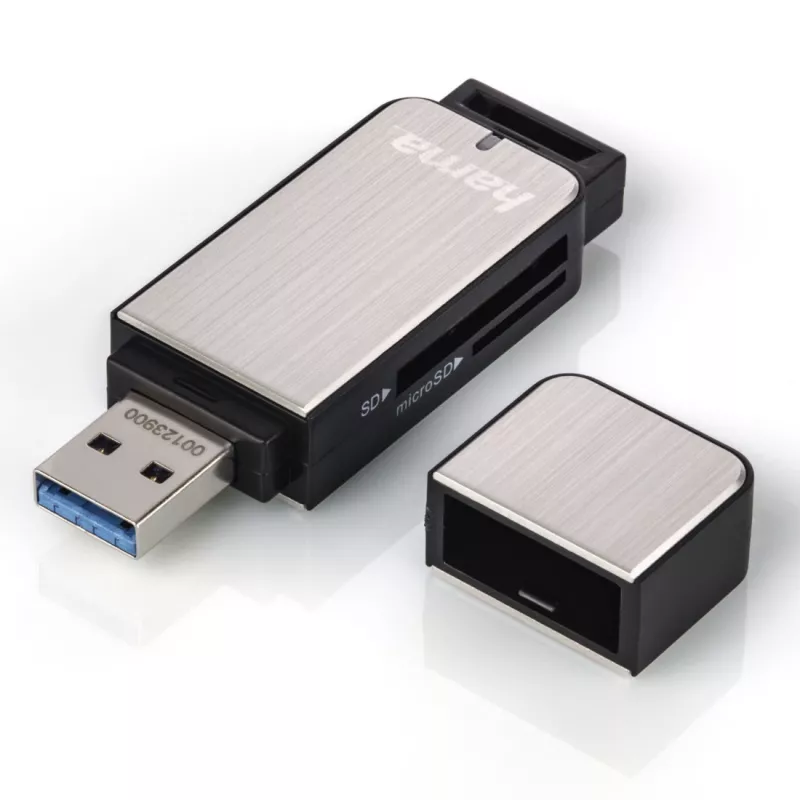 Hama 123900 karšu lasītājs USB 3.2 Gen 1 (3.1 Gen 1) Melns, Sudraba