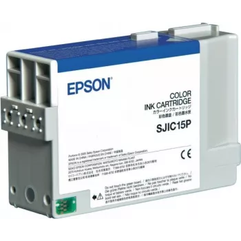 Epson SJIC15P Color (ciāna, fuksīna, dzeltena) oriģinālā tintes kasetne priekš TM C3400, C3400 SecurColor, C