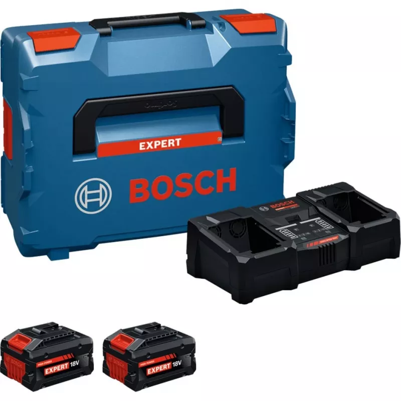 Bosch EXPERT 18V startera komplekts ar 2 akumulatoriem un lādētāju L-BOXX