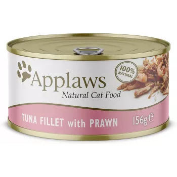 Mitrā kaķu barība Applaws Tuna Fileja ar Garnelēm 156 g paciņa — pieaugušiem kaķiem, 156 g, 81% mitrums, 14% olbaltumvielas