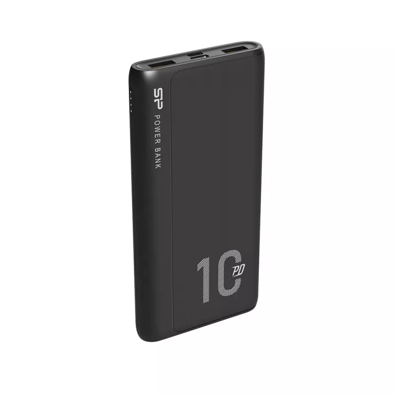 Portatīvais lādētājs Silicon Power QP15 10000 mAh, LiPo, 2x USB-A + 2x USB-C, Micro-USB ieeja, melns
