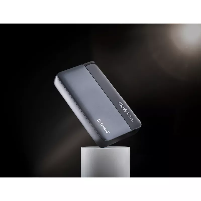 Ārējais akumulators INTENSO 7350050 — 20000 mAh, 1× USB-A + 2× USB-C, 100 W kopējā jauda, melns/pelēks