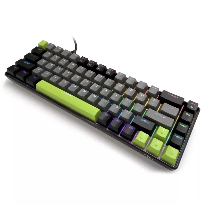 Mehāniskā tastatūra MEDIA-TECH MT1260 Red Core MX60, 60% formas koeficients, CHERRY MX Red slēdži, RGB fona apgaismojums, USB, zaļa