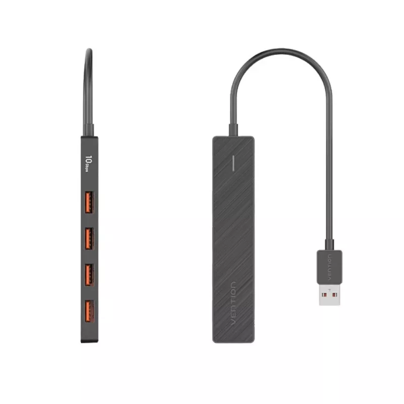 USB 3.2 Gen 2 5-in-1 Multiport Hub Vention CHOBB — 5 pieslēgvietas (4× USB 3.2 Gen 2 Type-A, 1× USB 3.2 Gen 1 Type-A), 0,15 m, ABS, melna