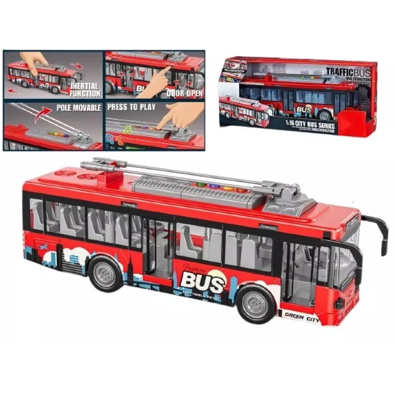 Rotaļu autobuss ar gaismām, skaņu un atveramām durvīm, modelis Madej 012865