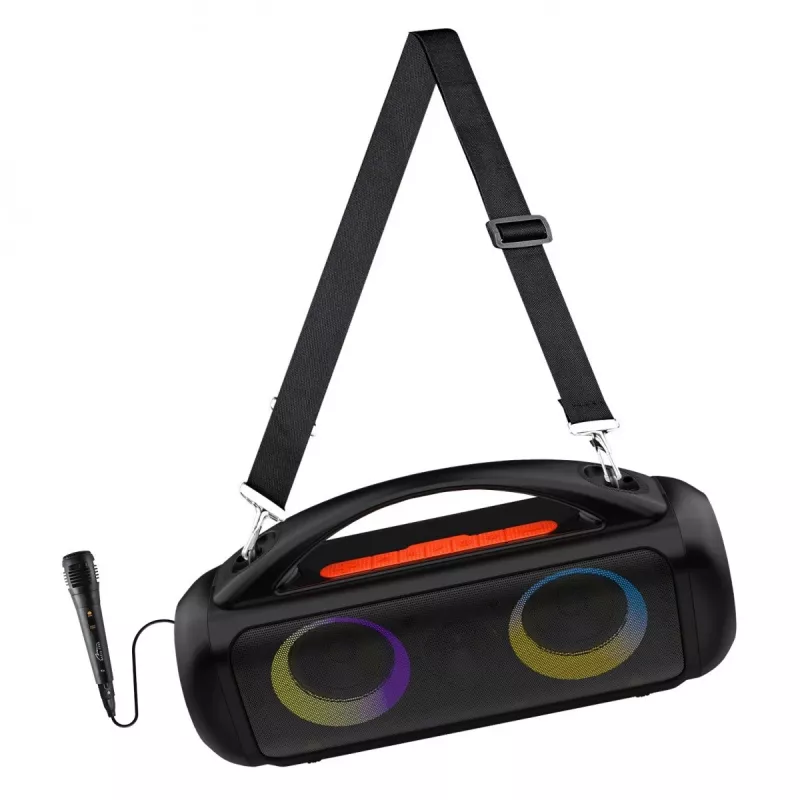 Pārnēsājams skaļrunis MEDIA-TECH MT3184 — Bluetooth 5.3, 60W RMS, IPX5, Li-Ion akumulators 16h, USB-C uzlāde, MicroSD, TWS, mikrofons, tālvadība