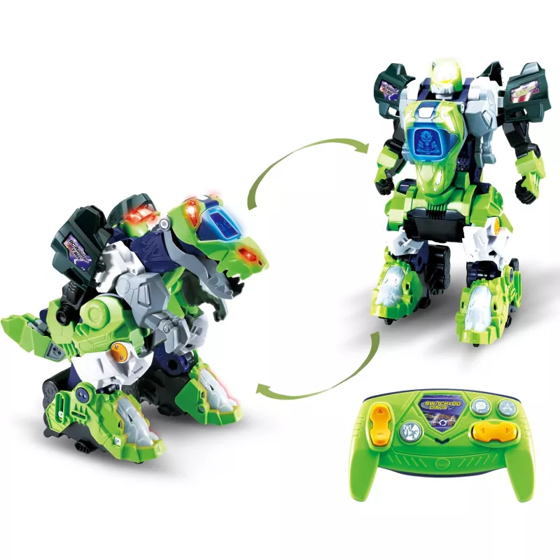 Tālvadības dinozauru rotaļlieta VTech Switch & Go Dinos T-Rex, pārveidojas starp dinozauru un transportlīdzekli, bērniem