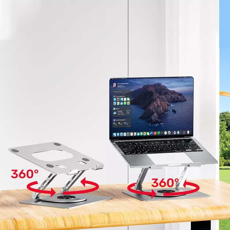 Klēpjdatora statīvs Unitek OT180SL01 alumīnija ekrāniem no 25,4 līdz 40,6 cm (10 collu–16 collu), 360° pagriežams, slīpums 0–180°