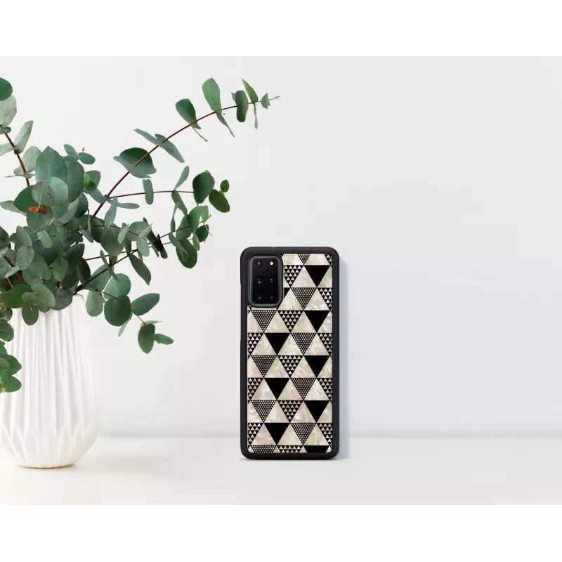 Aizsargapvalks iKins Samsung Galaxy S20+ — melns piramīdas dizains
